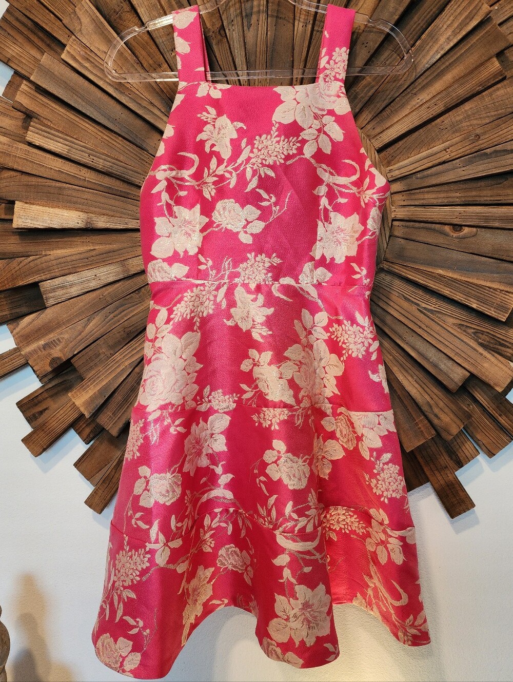 Laundry By Shelli Segal SZ 4 Pretty Flirty Floral Feminine Hot Pink Floral Dress